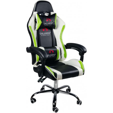 Геймерское кресло Calviano ULTIMATO BLACK WHITE GREEN