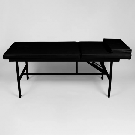 Стационарный массажный стол 190х70 с регулировкой по высоте (черный, с черным металлом)