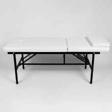 Стационарный массажный стол 190х70 с регулировкой по высоте (белый, с черным металлом)