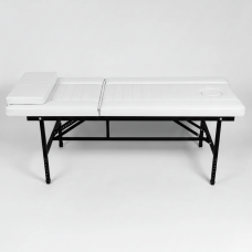 Стационарный массажный стол 190х70 с прошивкой (белый, с черным металлом)