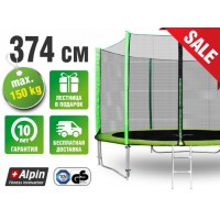 Батут ALPIN 3,74м с защитной сеткой и лестницей Батут ALPIN 3,74м с защитной сеткой и лестницей